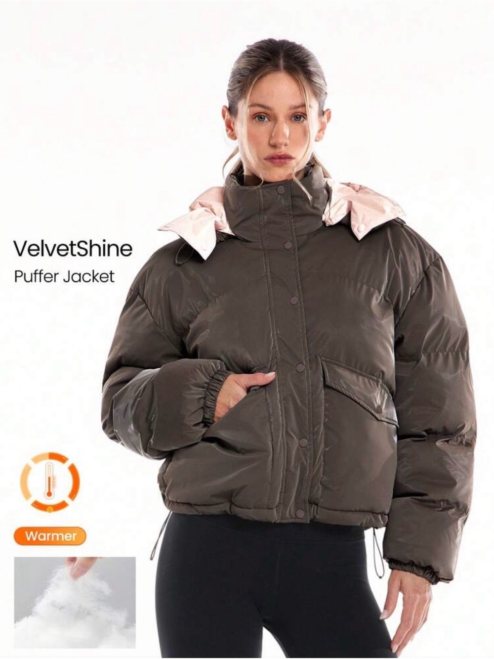 Glowmode warmth shine down glossy soft zipper puffer jacket